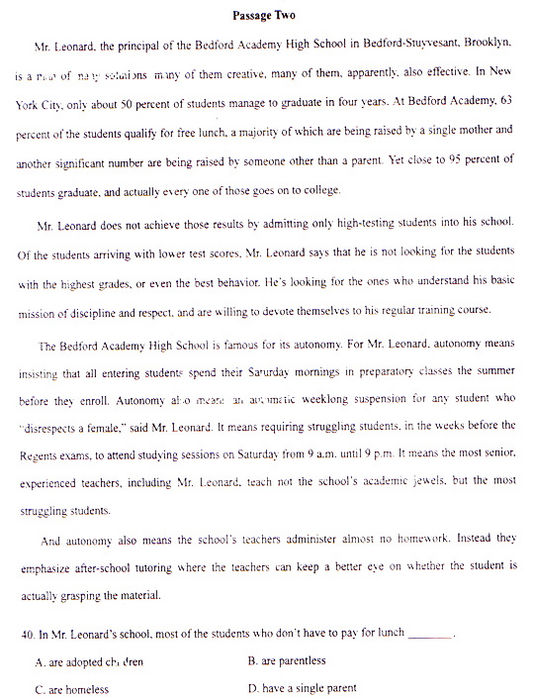 2009年成人高考专升本英语试题及答案